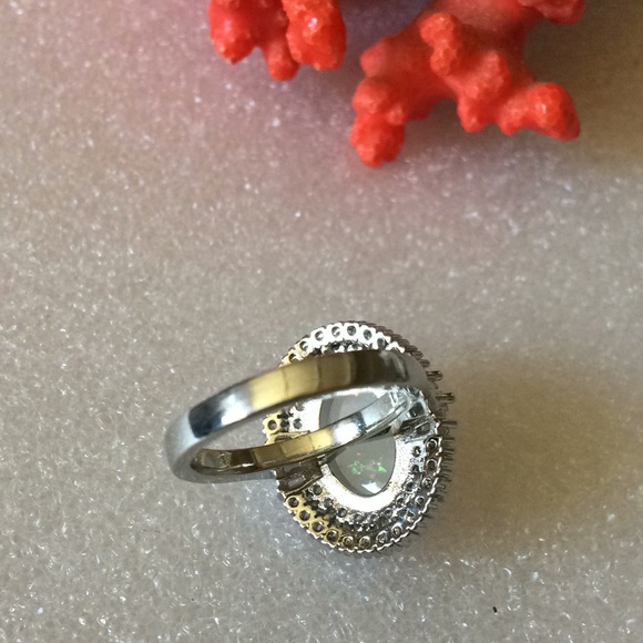 Vintage 925 white Israel opal ring - Picture 3 of 6